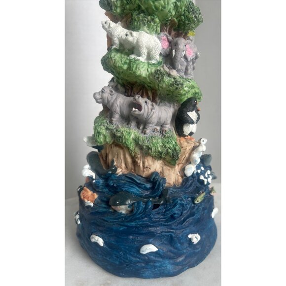 Noahs Ark Mountain Animal Figurine Tower Hand-Painted Resin 16" Tall Collectible - Picture 6 of 11
